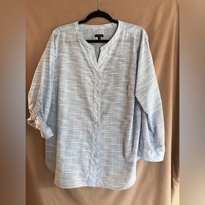 Talbots Light Blue Striped Button-Down Tunic